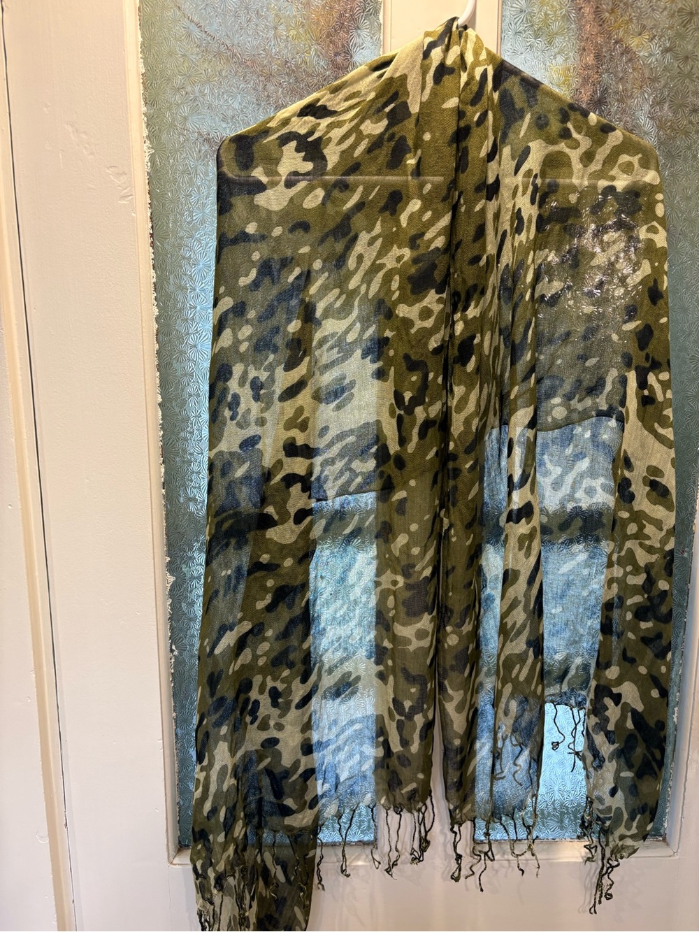 Olive Green Camouflage Cover-Up, Scarf Or Wrap